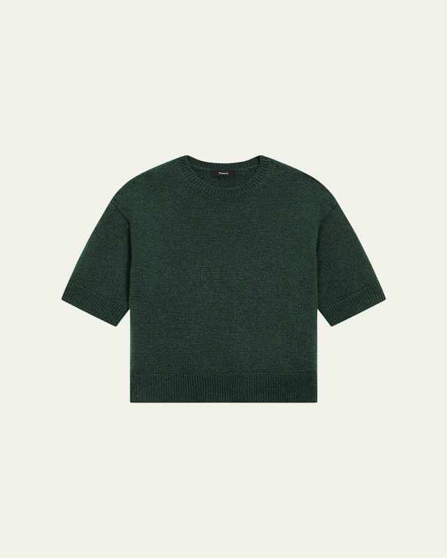 Cashmere Cropped Short-Sleeve T-Shirt